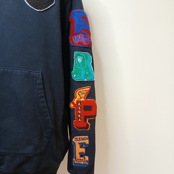 A Bathing Ape BAPE Pullover Hoodie Side Zippers Size Medium - Picture 2 of 12